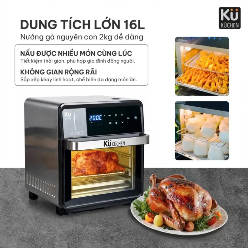 Nồi chiên không dầu kết hợp hấp KU 2228