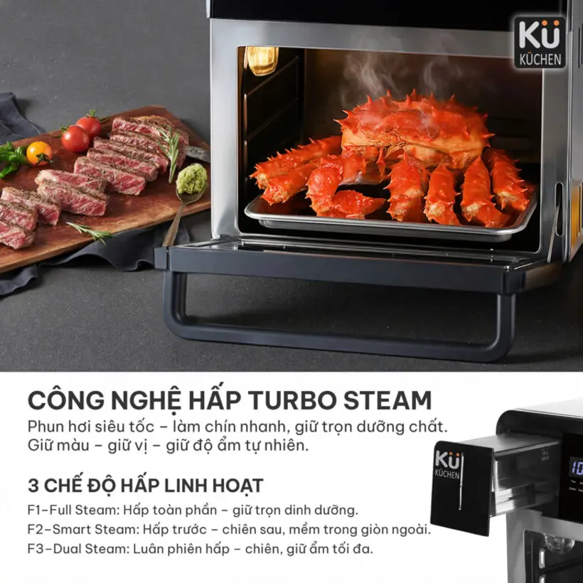 Nồi chiên không dầu kết hợp hấp KU 2228