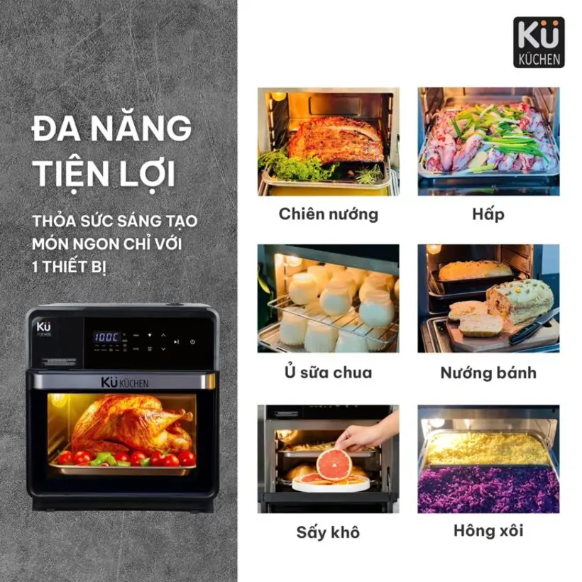 Nồi chiên không dầu kết hợp hấp KU 2228